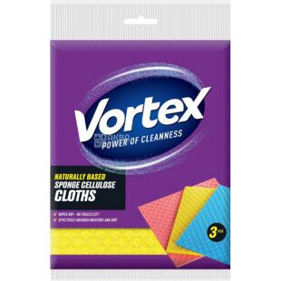 Vortex Sponge Cellulose, 3 шт., Серветки універсальні губчасті Вортекс, 300 х 500 мм, в асортименті