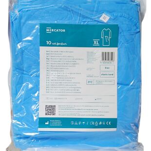 Mercator Medical, 10 шт., Размер XL, Меркатор, Халат захисний на зав'язках, з нетканого матеріалу, блакитний