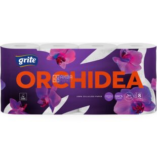 Grite Orchidea, 8 рул., Туалетная бумага Грите Орхидея, 3-х слойная