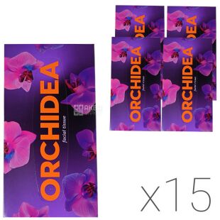 Grite Orchidea, Упаковка 15 шт. х 100 шт., Салфетки косметические Грите Орхидея, 3-х слойные