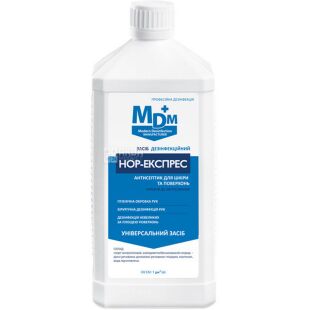 MDM НОР-Экспресс, 1 л, Средство дезинфекционное для кожи и поверхностей, спиртовое, 55%