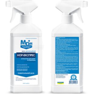 MDM НОР-Експрес, 1 л, Засіб дезінфекційний для шкіри та поверхонь, спиртовий, 55%, з дозатором