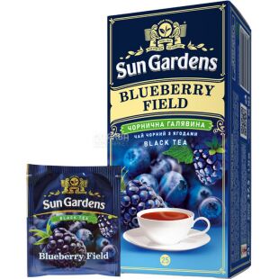 Sun Gardens Blueberry Field, 25 шт. х 1,5 г, Сан Гарденс Чорнична галявина, Чай чорний з ягодами