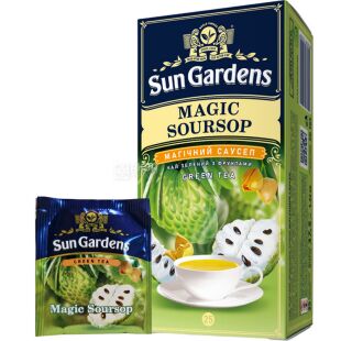 Sun Gardens Magic Soursop, 25 шт. х 1,5 г, Сан Гарденс Магічний Саусеп, Чай зелений з фруктами