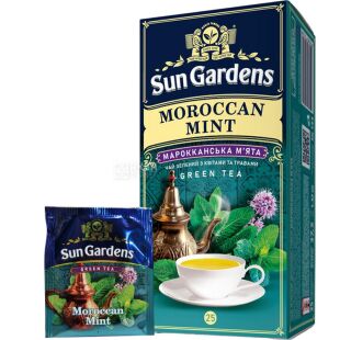 Sun Gardens Moroccan Mint, 25 шт. х 1,5 г, Сан Гарденс Марокканська М'ята, Чай зелений з квітами та травами