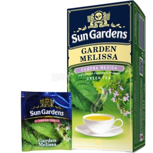 Sun Gardens Garden Melissa,  25 шт. х 1,5 г, Сан Гарденс Садовая мелиса, Чай зеленый с цветами и травами