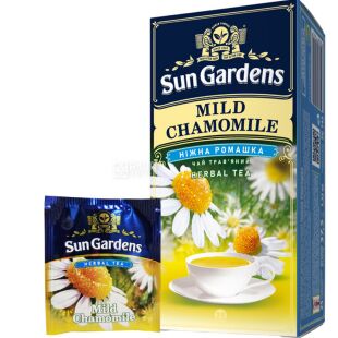 Sun Gardens Mild Chamomile, 25 шт. х 1,5 г, Сан Гарденс Ніжна ромашка, Чай трав'яний з корицею, яблуком та лемонграсом