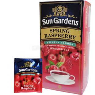 Sun Gardens Spring Raspberry, 25 шт. х 1,7 г, Сан Гарденс Весняна малина, Чай трав'яний з каркаде, яблуком, малиною та шипшиною