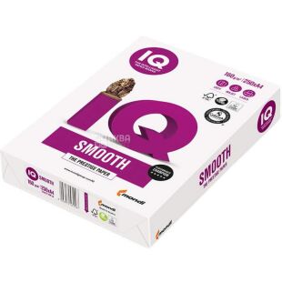 IQ Smooth, 250 аркушів, Папір офісний А4, білий, клас А, 160г/м2