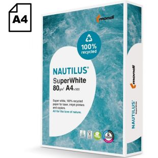 Mondi NAUTILUS Super White, 500 аркушів, Папір офісний А4, білий, клас А, 80 г/м2