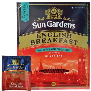 Sun Gardens English Breakfast, 100 шт. х 2 г, Сан Гарденс Английский завтрак, Чай черный, мелколистовой 