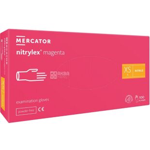 Mercator Magenta, 100 шт., Розмір XS, Меркатор, Рукавички нітрилові, неопудрені, фуксія