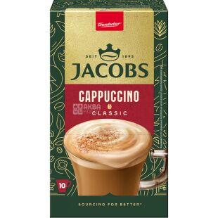 Jacobs, Classic Cappucсino, 18.7 г х 10 шт., Напій кавовий розчинний, Капучино