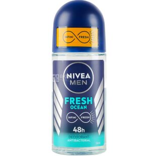 Nivea Fresh Ocean, 50 мл, Антиперспірант кульковий для чоловіків, Свіжість океану