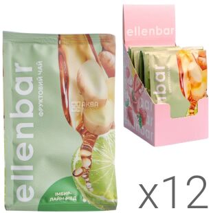 Ellenbar, Упаковка 12 шт. х 50 г, Элленбар, Фруктовый чай-концентрат, Имбирь-лайм-мед