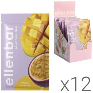 Ellenbar, Упаковка 12 шт. х 50 г, Элленбар, Фруктовый чай-концентрат, Манго-маракуйя