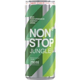 Non Stop Jungle, 250 мл, Нон Стоп Джангл, Напиток энергетический со вкусом клубники, ж/б