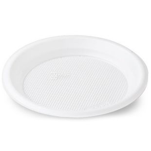 Промтус, Тарілки пластикові закусочні круглі, 10 шт., Ø 20 см, білі