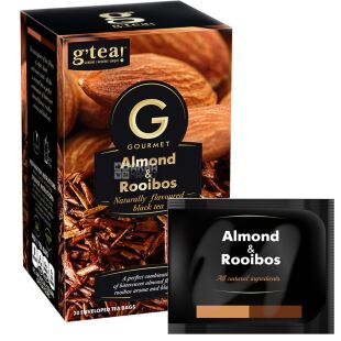 G'tea! Gourmet Almond Rooibos, 20 шт. х 1,75 г, Джи Ті, Чай чорний Мигдаль та Ройбуш