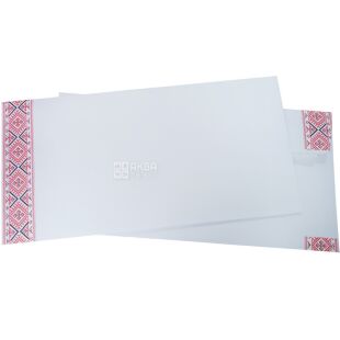 Kuvert, Конверт DL (110х220 мм) Вышиванка, белый, 100 шт., прямой, 80 г/м2, с отрывной лентой