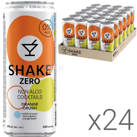 Shake Orange Crush Zero, Упаковка 24 шт. х 0,33 л, Напій газований
