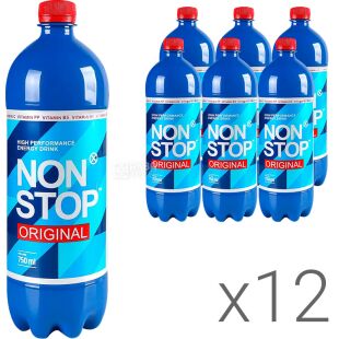 Non Stop Energy Original, Упаковка 12 х 0.75 л, Нон Стоп Енерджі, Енергетичний напій, сильногазований, ПЕТ