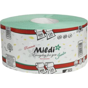 Mildi Jumbo, 1 рул., Туалетная бумага макулатурная Милди, однослойная, 125 м, 900 отрывов, 90х138 мм, на втулке
