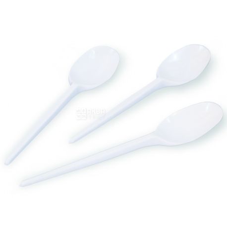 Promtus, 10 pcs., Spoon, For coffee, White, Standard, m / y