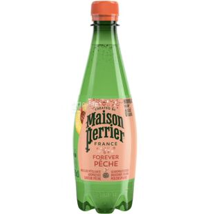 Maison Perrier Forever Peche, 0,5 л, Вода минеральная газированная с соком Персика Мейсон Перье, без сахара, ПЭТ