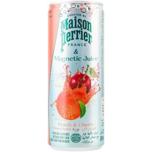 Perrier & juice, 0,25 л, Напій газований соковмісний Персик та Вишня Пер'є, ж/б