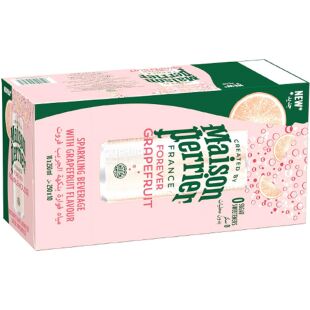 Maison Perrier Forever Grapefruit, Упаковка 10 шт. х 0,25 л, Вода мінеральна зі смаком Грейпфруту Мейсон Пер'є, без цукру, ж/б