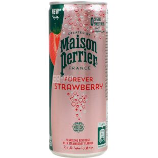 Maison Perrier Forever Strawberry, 0,25 л, Вода мінеральна зі смаком Полуниці Мейсон Пер'є, без цукру, ж/б
