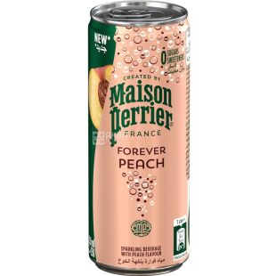 Maison Perrier Forever Peach, 0,25 л, Вода минеральная газированная со вкусом Персика Мейсон Перье, без сахара, ж/б