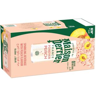 Maison Perrier Forever Peach, Упаковка 10 шт. х 0,25 л, Вода мінеральна газована з смаком Персика Мейсон Пер'є, без цукру, ж/б
