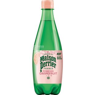 Perrier Grapefruit, 0,5 л, Вода минеральная со вкусом Грейпфрута Перье, без сахара, ПЭТ