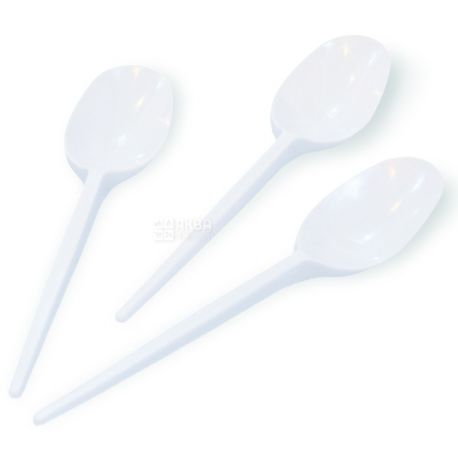 Промтус, Ложка столовая, прочная, белая, 10 шт.
