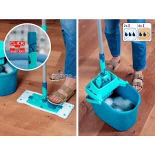 Leifheit Combi M Evo, Набор для уборки Лайфхайт, Швабра 33 x 148 см и ведро 10 л, с механическим отжимом