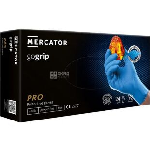 Mercator Gogrip PRO, 50 шт., Розмір M, Меркатор, Рукавички нітрилові міцні, текстурні, без пудри, блакитні