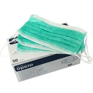 Mercator Medical Opero, 50 шт., Меркатор, Маски медицинские трехслойные, на резинках, зеленые