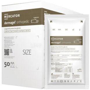 Mercator Medical Dermagel Orthopedic, 1 пара, Розмір М, Меркатор, Рукавички латексні хірургічні, неопудрені, коричневі