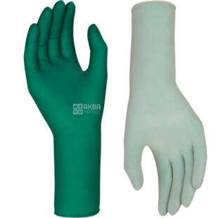 Mercator Medical Dermagel Dual, 1 пара, Размер М, Меркатор, Перчатки латексные хирургические, неопудренные, бело-зеленые