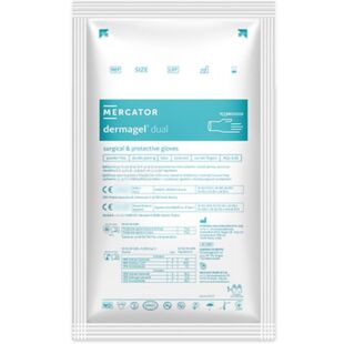Mercator Medical Dermagel Dual, 1 пара, Розмір ХL, Меркатор, Рукавички латексні хірургічні, неопудрені, біло-зелені