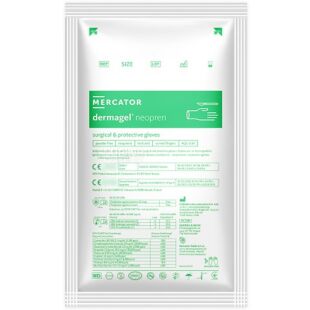 Mercator Medical Dermagel Neopren, 1 пара, Розмір М, Меркатор, Рукавички хірургічні неопренові, неопудрені, м'ятні