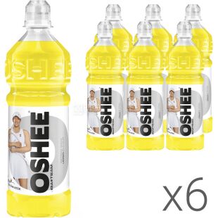 OSHEE Isotonic Sport Zero Lemon, Упаковка 6 шт. х 0,75л, Напиток изотонический негазированный Лимон Оши, без сахара, ПЭТ