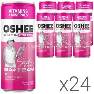 OSHEE Isotonic Vitamin, Упаковка 24 шт. х 0,25 л, Напій ізотонічний газований Вітаміни та Мінерали Оші, ж/б