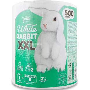 Grite White Rabbit XXL, 1 рул., Грите, Бумажные полотенца, 2-х слойные, белые, 100 м, 500 листов, 200х230 мм