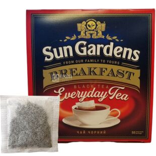 Sun Gardens Breakfast Everyday, 50 шт. х 1,8 г, Сан Гарденс Брекфаст, Чай чорний байховий, дрібнолистовий