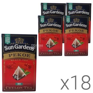 Sun Gardens, PEKOE,  20 пак. х 2 г, Чай Сан Гарденс, Пекое, черный, крупнолистовой, упаковка 18 шт.
