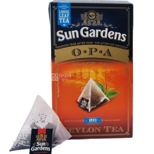 Sun Gardens, ОРА, 20 пак. х 2 г, Чай Сан Гарденс, ОПА, чорний, крупнолистовий