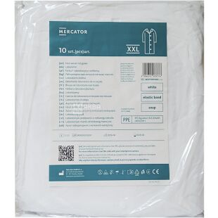 Mercator Medical, 10 шт., Меркатор, Халат одноразовий на кнопках, розмір XXL, спанбонд, білий